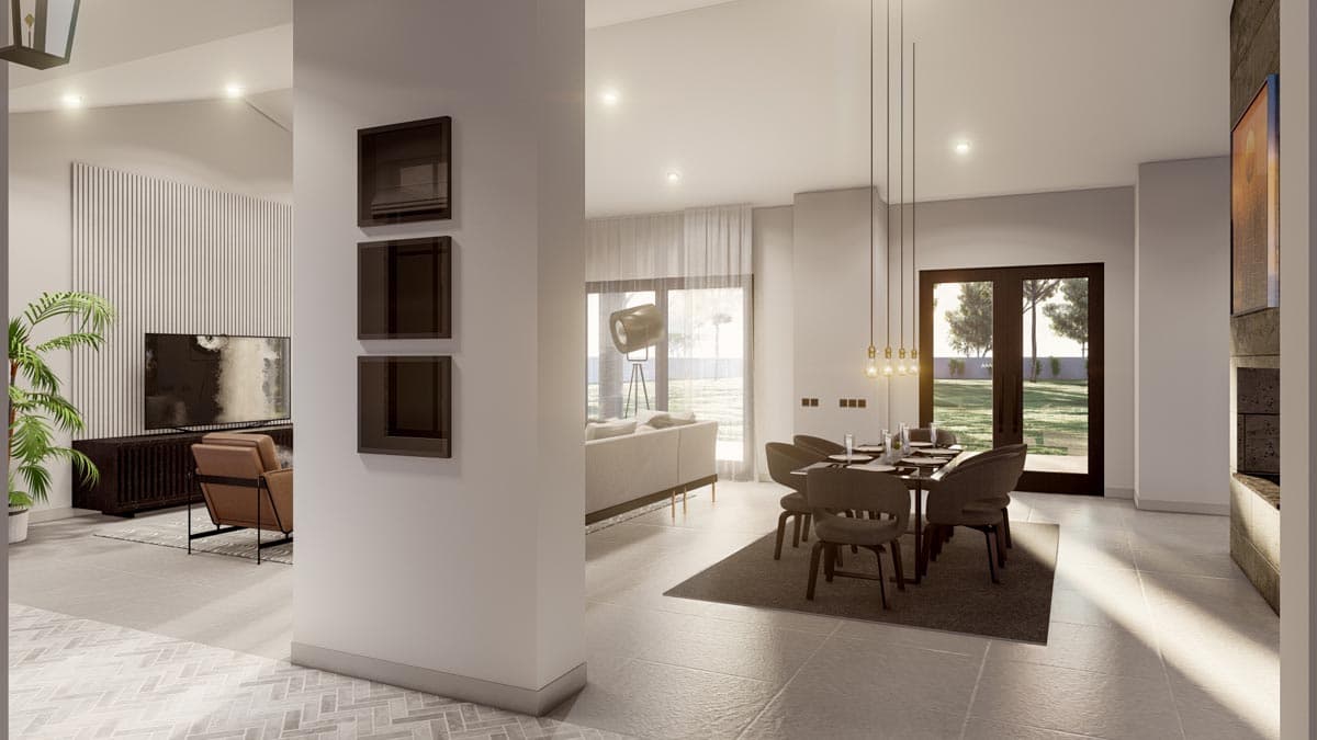 Plan 430092LY: Spanish-Style Contemporary Ranch 3300-Plus Sq. Ft. House Plan with Vaulted Open Concept Interior - Image #5 - Contemporary, Mediterranean, Ranch, Southwest, Spanish