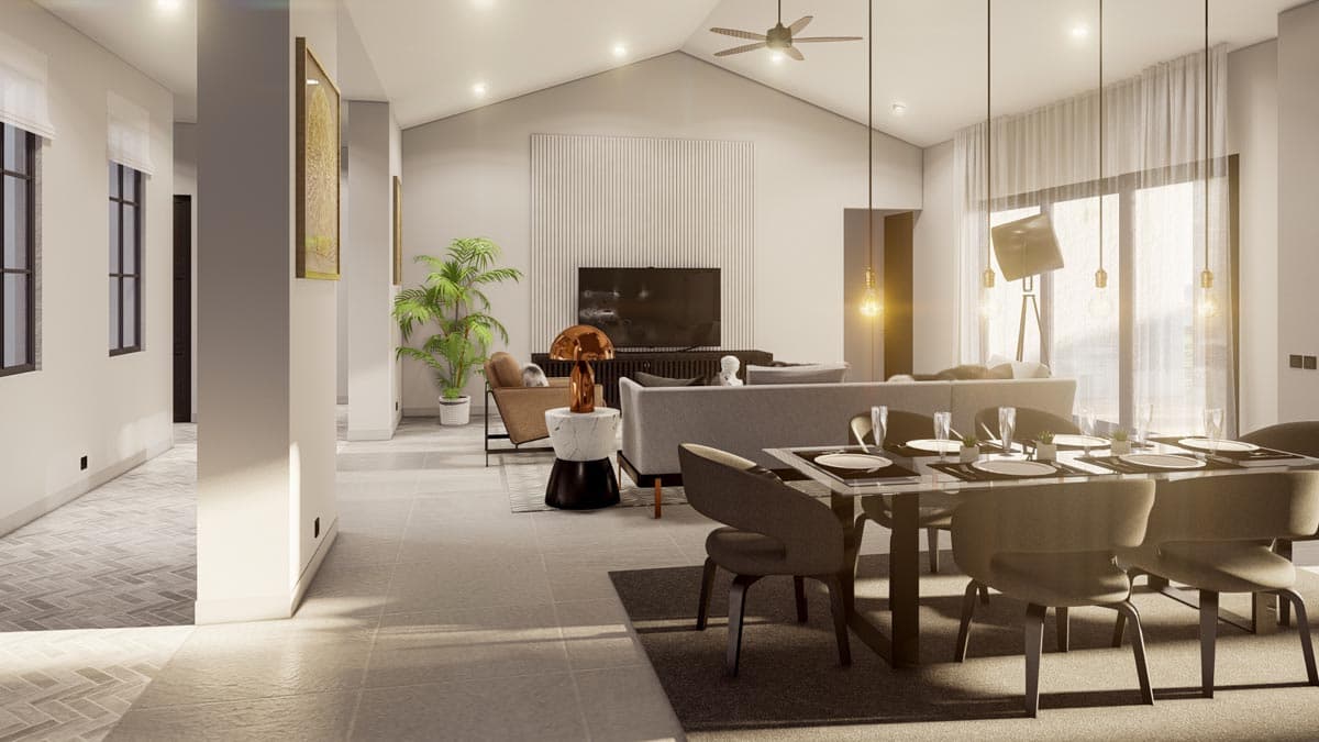 Plan 430092LY: Spanish-Style Contemporary Ranch 3300-Plus Sq. Ft. House Plan with Vaulted Open Concept Interior - Image #6 - Contemporary, Mediterranean, Ranch, Southwest, Spanish