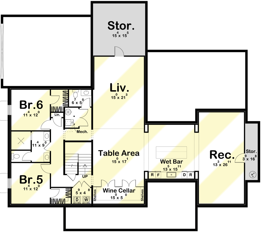 Plan 623284DJ: 3240 Square Foot Contemporary Tudor-Style House Plan with Vaulted Interior - Floor Plan - Optional Lower Level Layout ($ Paid Option) - European, New American, Transitional, Tudor
