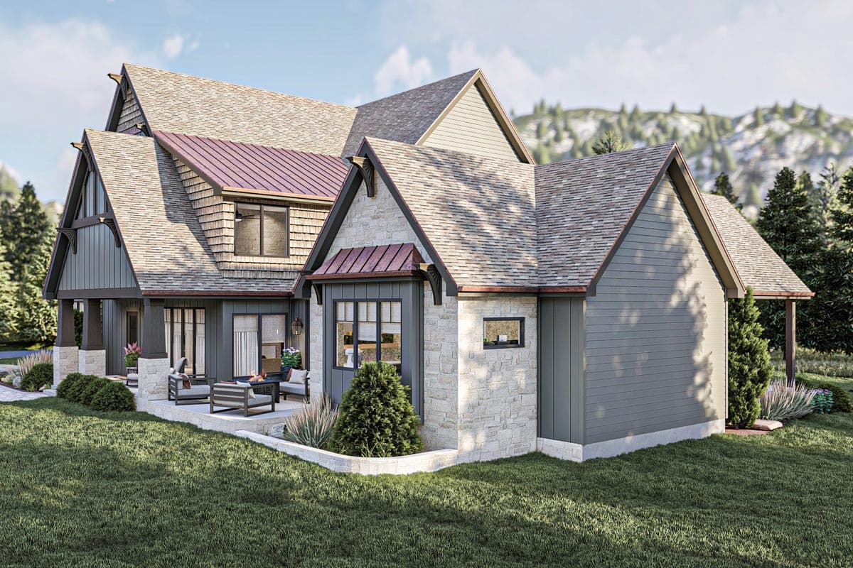 Plan 623284DJ: 3240 Square Foot Contemporary Tudor-Style House Plan with Vaulted Interior - Image #8 - European, New American, Transitional, Tudor