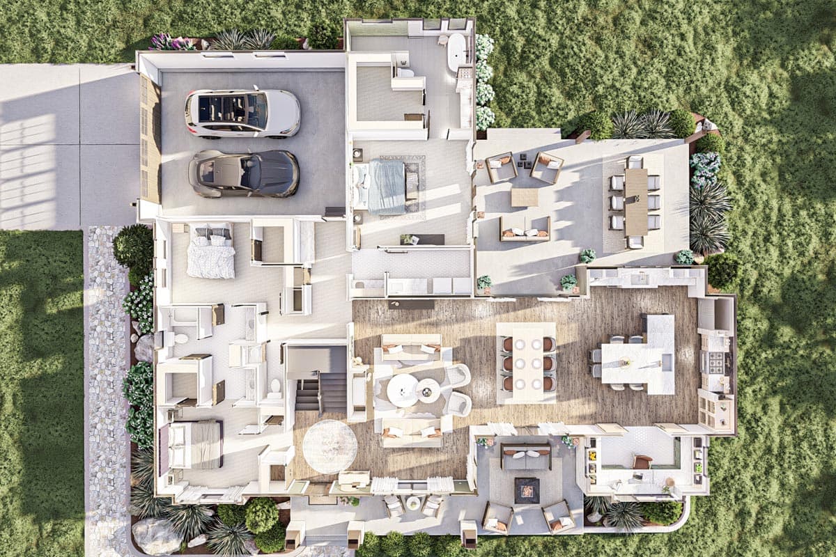 Plan 623284DJ: 3240 Square Foot Contemporary Tudor-Style House Plan with Vaulted Interior - Image #26 - European, New American, Transitional, Tudor