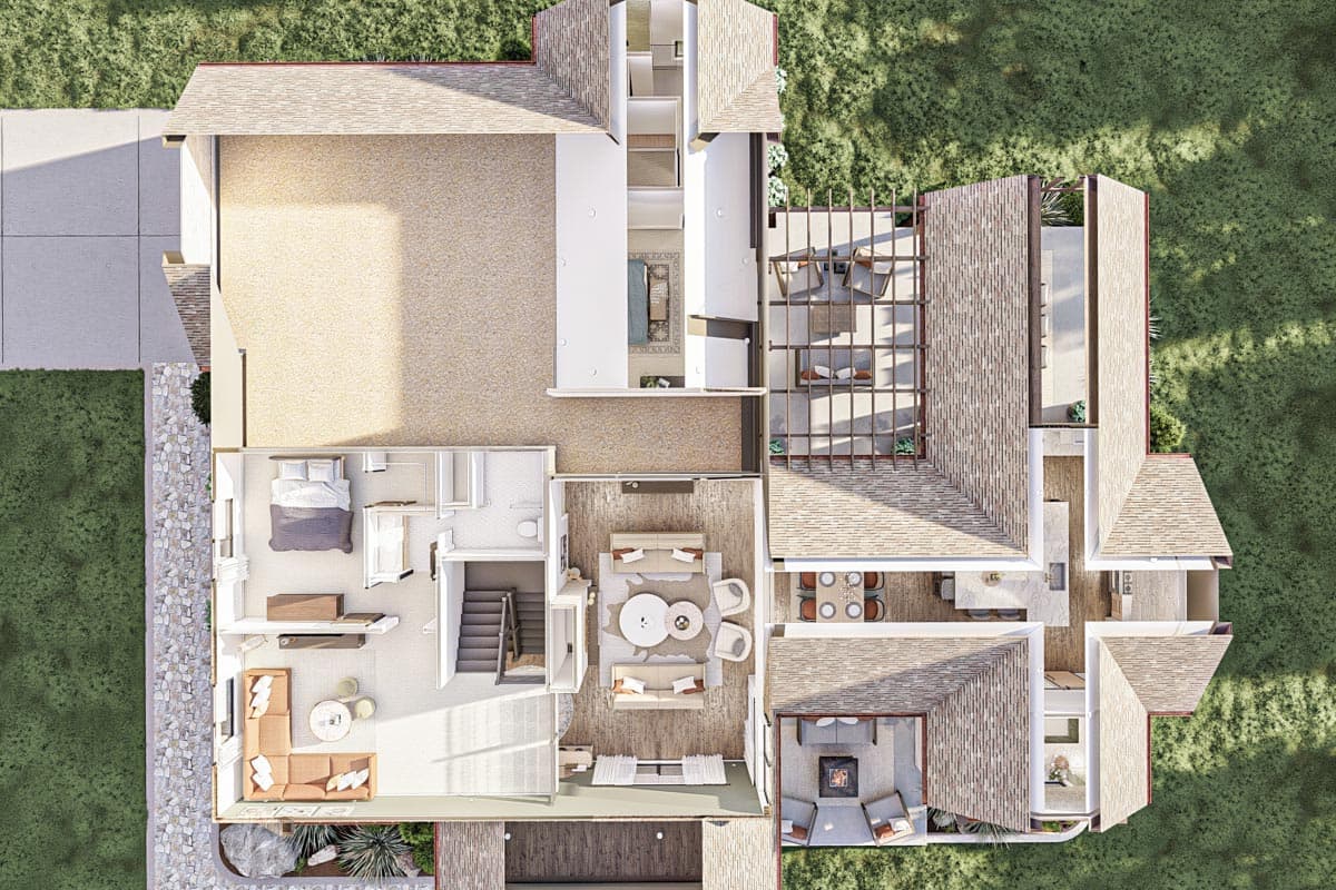Plan 623284DJ: 3240 Square Foot Contemporary Tudor-Style House Plan with Vaulted Interior - Image #27 - European, New American, Transitional, Tudor