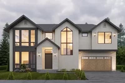 Three Gabled Contemporary Home Plan Under 2750 Square Feet with Home Office