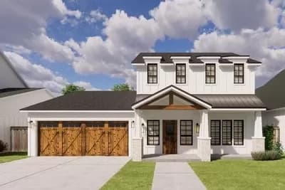 Four Dormered House Plan with 3 Beds and 1939 Square Feet of Heated Living Space