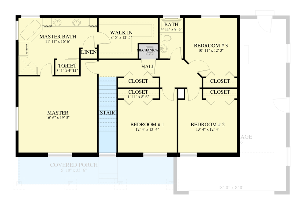 Plan 61463UT: 4-Bed Traditional House Plan with Lower Level Expansion and 2-Car Garage - Floor Plan - 2nd Floor - Colonial, Country, Traditional