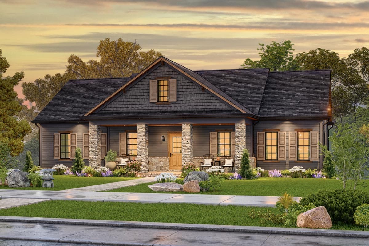 Plan 25819GE: Craftsman Cottage House Plan Under 1600 Sq Ft with Front and Rear Porches - Image #10 - Cabin, Cottage, Country, Craftsman, Ranch, Traditional