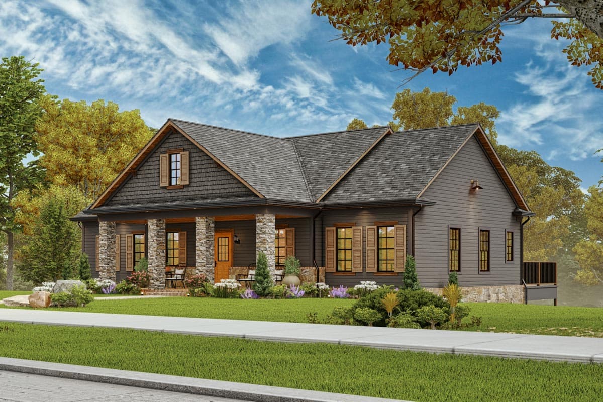 Plan 25819GE: Craftsman Cottage House Plan Under 1600 Sq Ft with Front and Rear Porches - Image #4 - Cabin, Cottage, Country, Craftsman, Ranch, Traditional