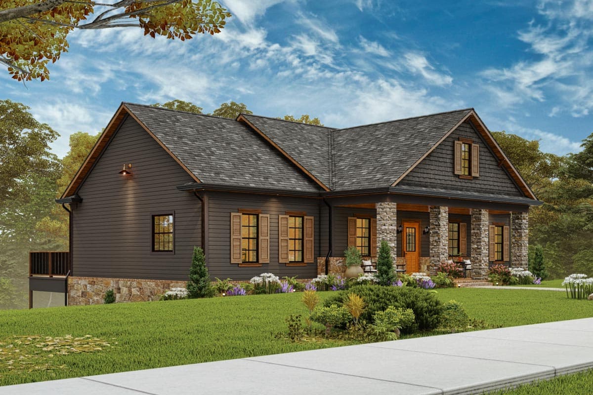 Plan 25819GE: Craftsman Cottage House Plan Under 1600 Sq Ft with Front and Rear Porches - Image #5 - Cabin, Cottage, Country, Craftsman, Ranch, Traditional