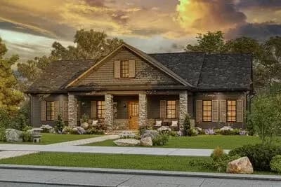Craftsman Cottage House Plan Under 1600 Sq Ft with Front and Rear Porches