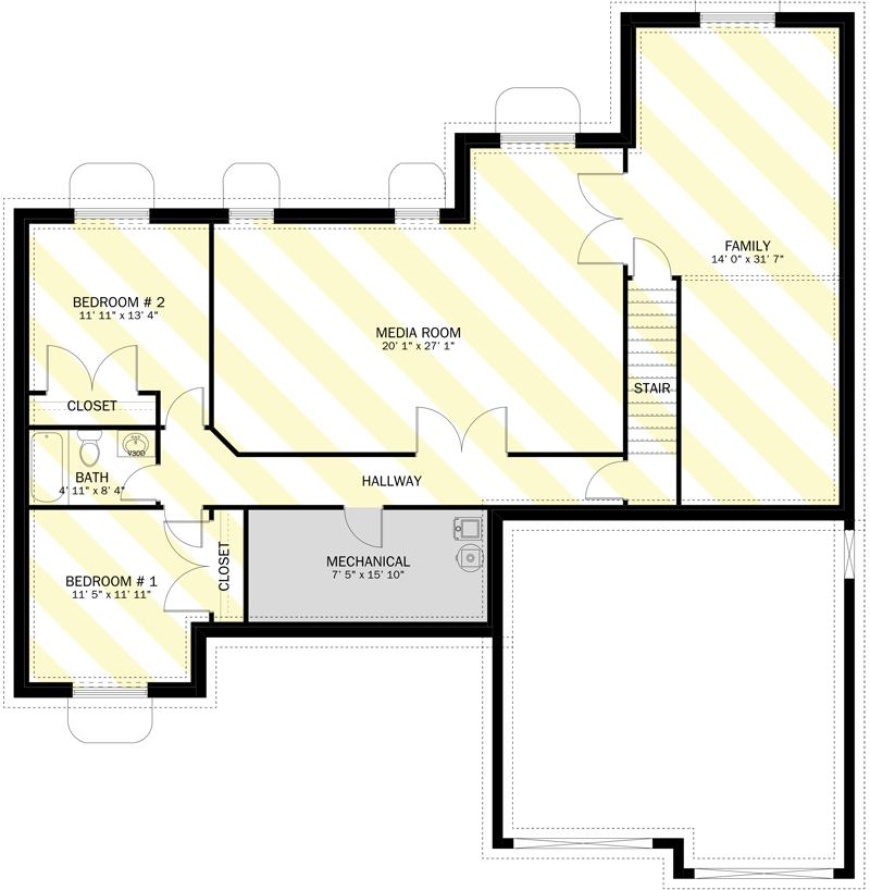 Plan 61464UT: One Story 1700 Square Foot House Plan with Lower Level Expansion - Floor Plan - Optionally Finished Lower Level - Country, Craftsman, Ranch, Traditional