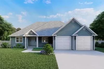 One Story 1700 Square Foot House Plan with Lower Level Expansion