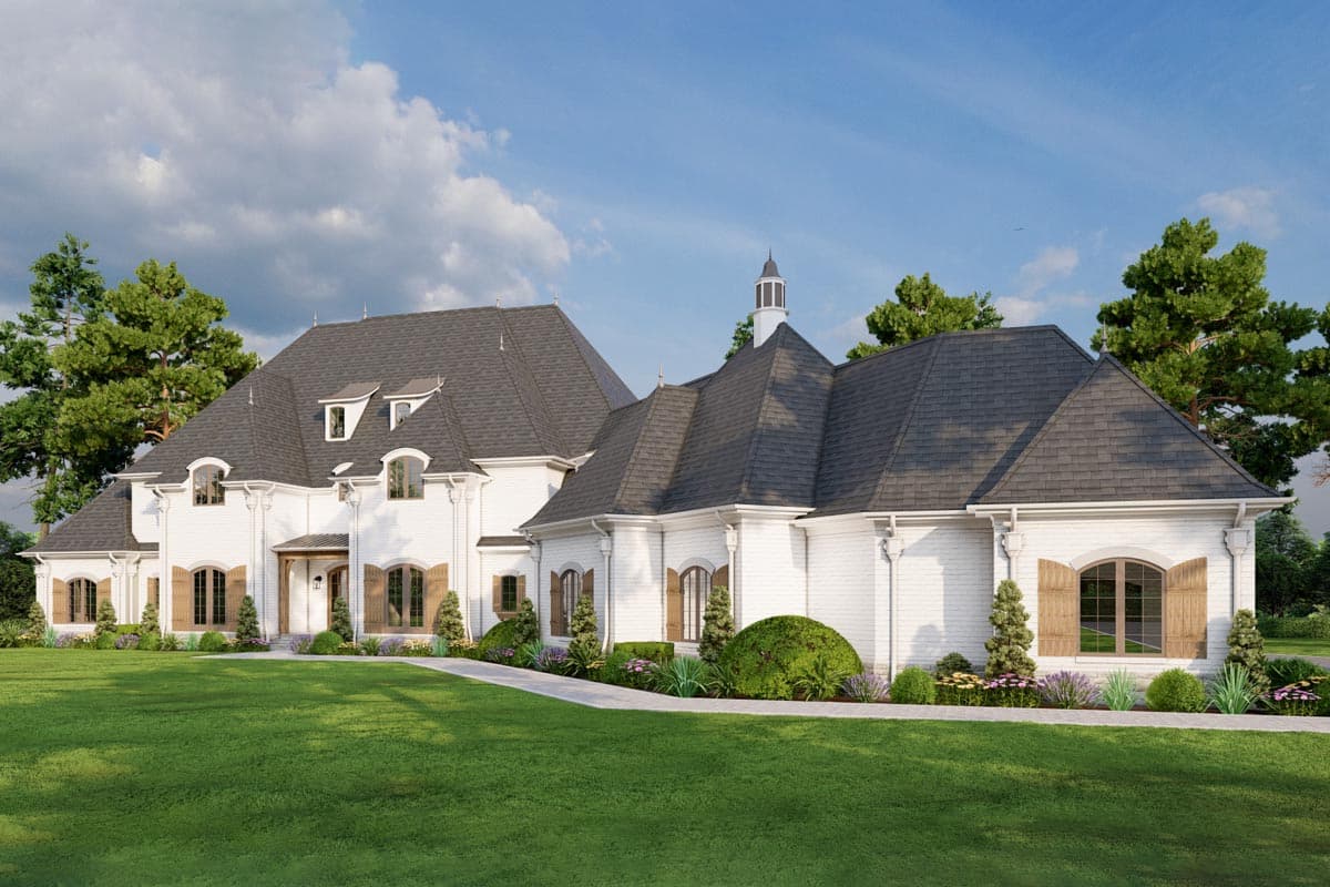 Plan 70856MK: Luxury 2-Story European Home Plan with Second Floor Game Room and Home Theater - Image #4 - European, Traditional