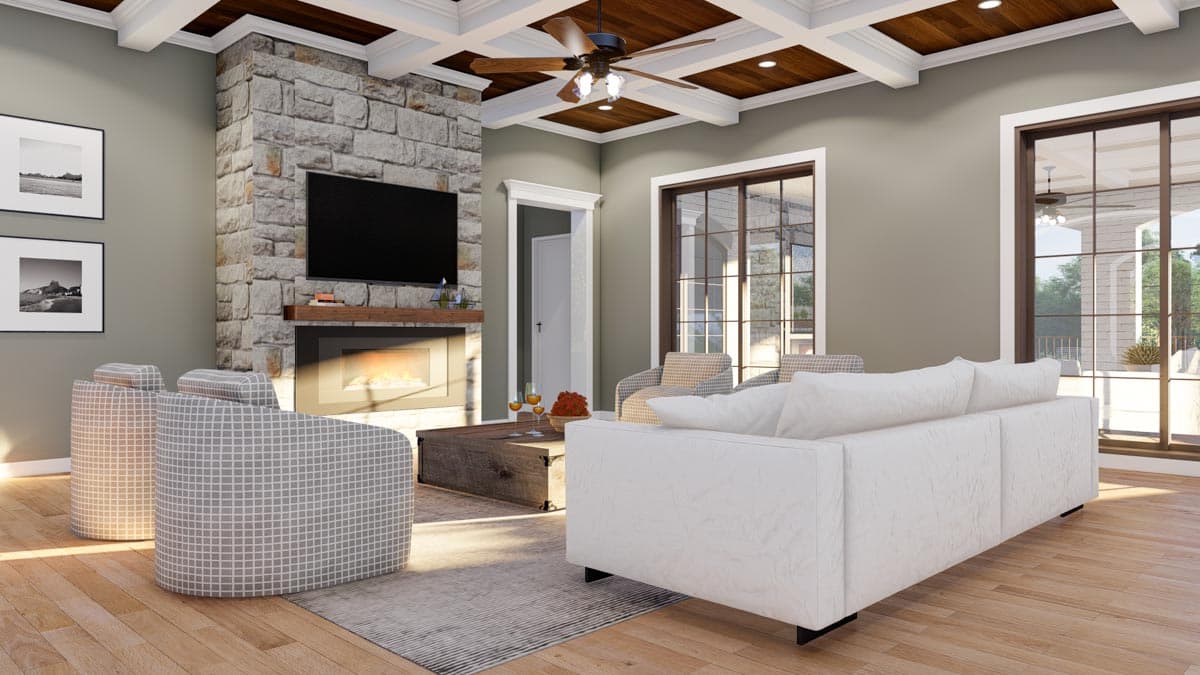 Plan 70856MK: Luxury 2-Story European Home Plan with Second Floor Game Room and Home Theater - Image #6 - European, Traditional