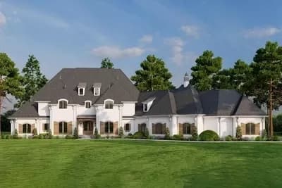 Luxury 2-Story European Home Plan with Second Floor Game Room and Home Theater