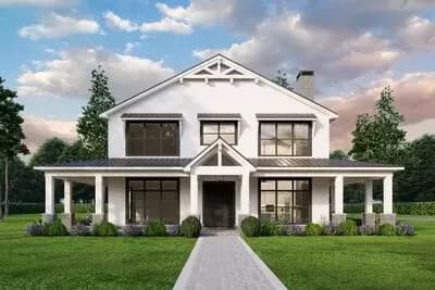 5-Bed Barndominium-Style Modern Farmhouse Plan with Wrap Around Porch