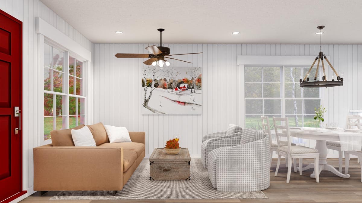 Plan 70858MK: Under 1300 Square Foot Country Home Plan with 3 Beds - Image #4 - Country, Ranch, Traditional