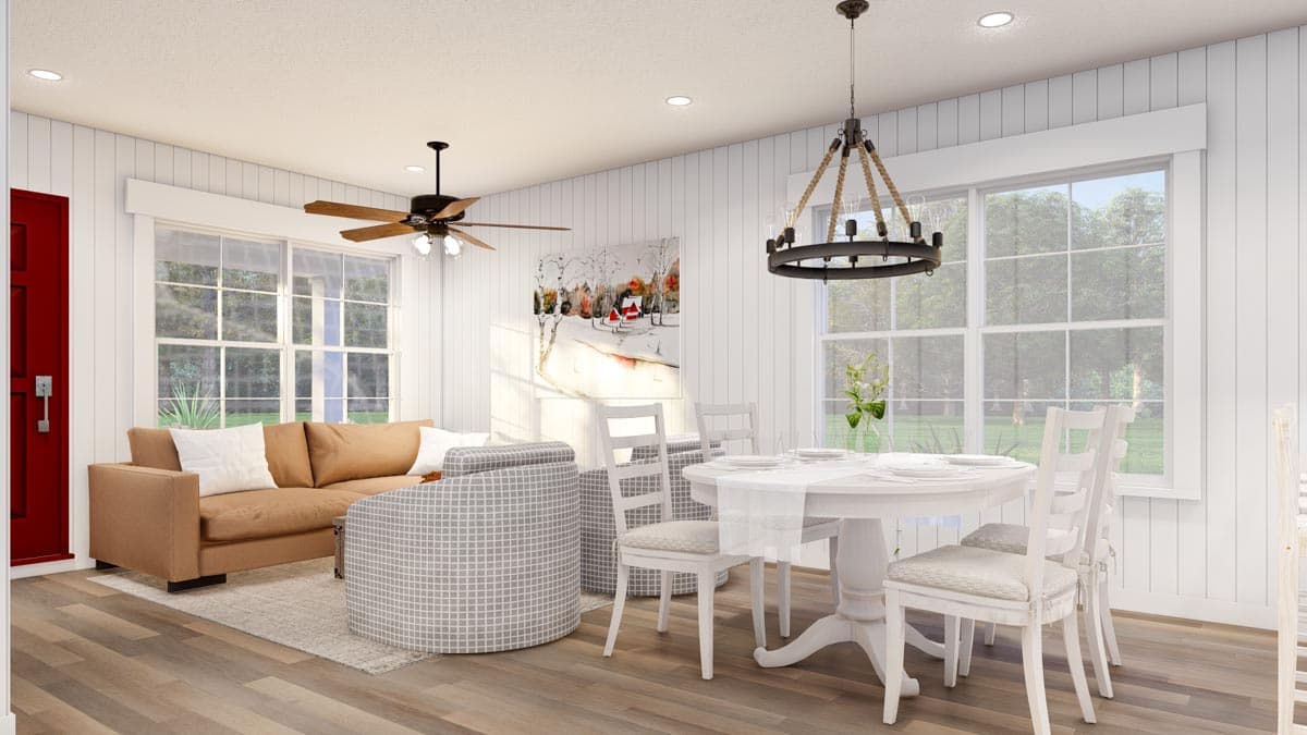Plan 70858MK: Under 1300 Square Foot Country Home Plan with 3 Beds - Image #7 - Country, Ranch, Traditional