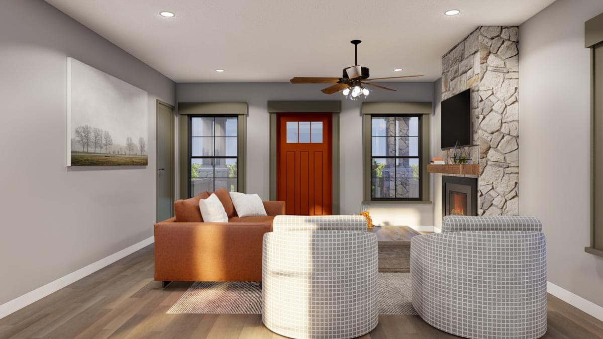 Plan 70859MK: Cottage-Like Duplex with Full Floor 1-Bed Units - Image #7 - Cottage, Country, Mountain, Rustic