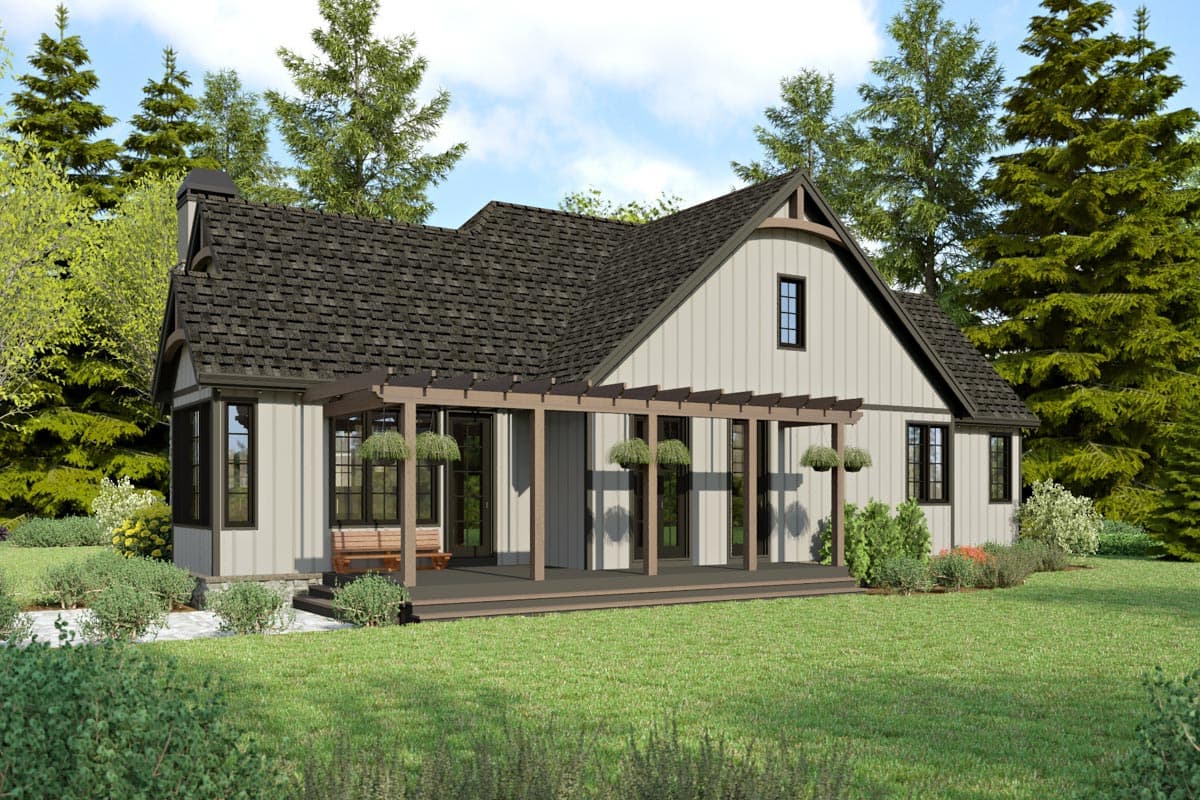 Plan 69817AM: Craftsman Cottage Plan Under 1600 Sq Ft with Fireplace and Loft in Master Bed - Image #34 - Cabin, Cottage, Craftsman, European