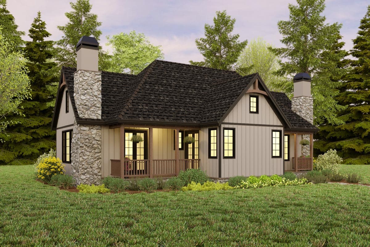 Plan 69817AM: Craftsman Cottage Plan Under 1600 Sq Ft with Fireplace and Loft in Master Bed - Image #36 - Cabin, Cottage, Craftsman, European