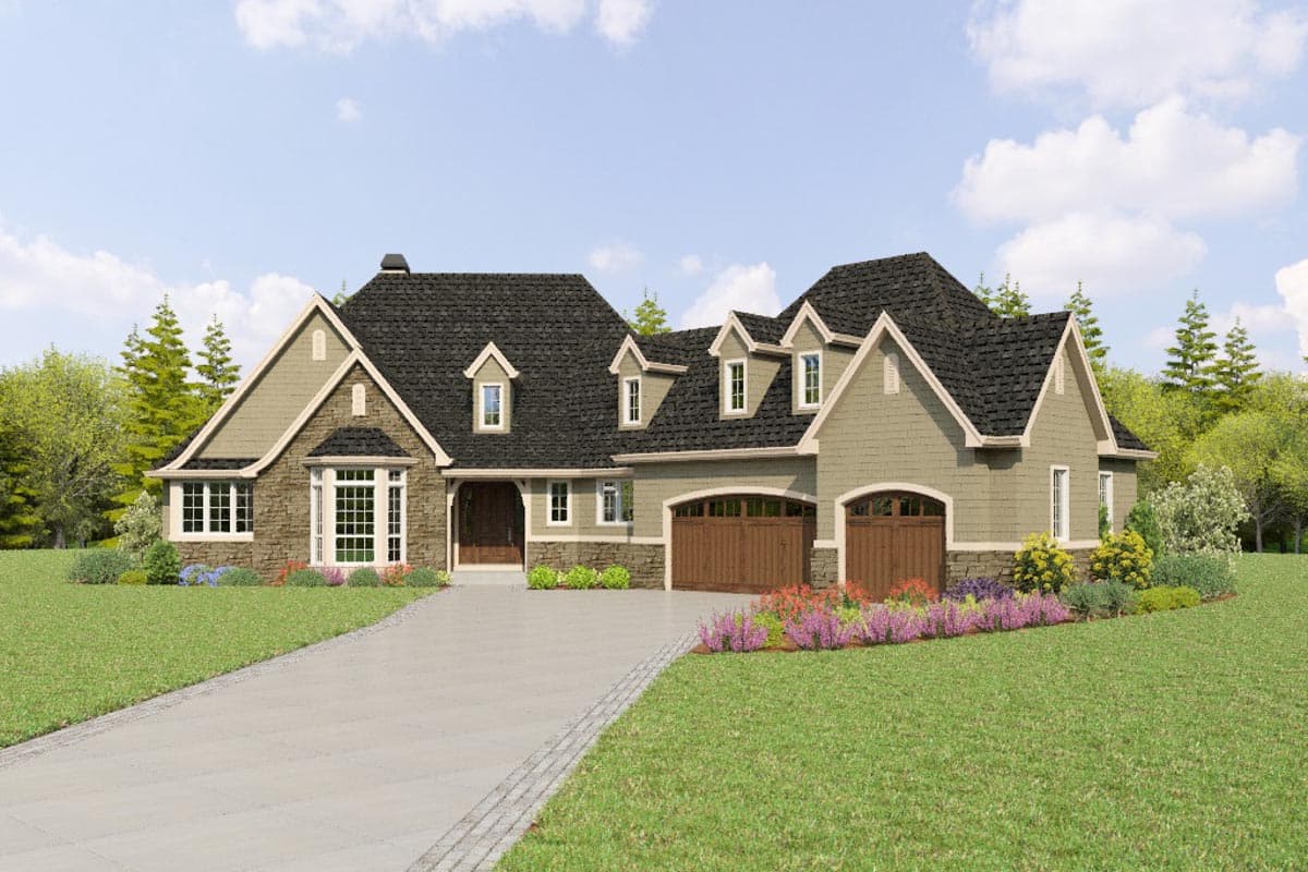 Plan 69819AM: Charming European Home Plan with Angled 3-Car Garage and Bonus Above - Image #79 - European, French Country, Northwest, Traditional