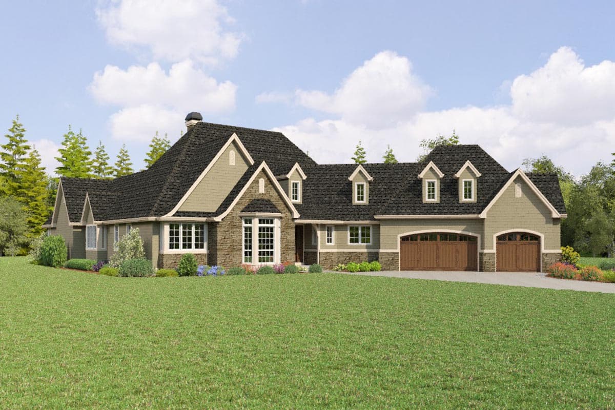 Plan 69819AM: Charming European Home Plan with Angled 3-Car Garage and Bonus Above - Image #80 - European, French Country, Northwest, Traditional