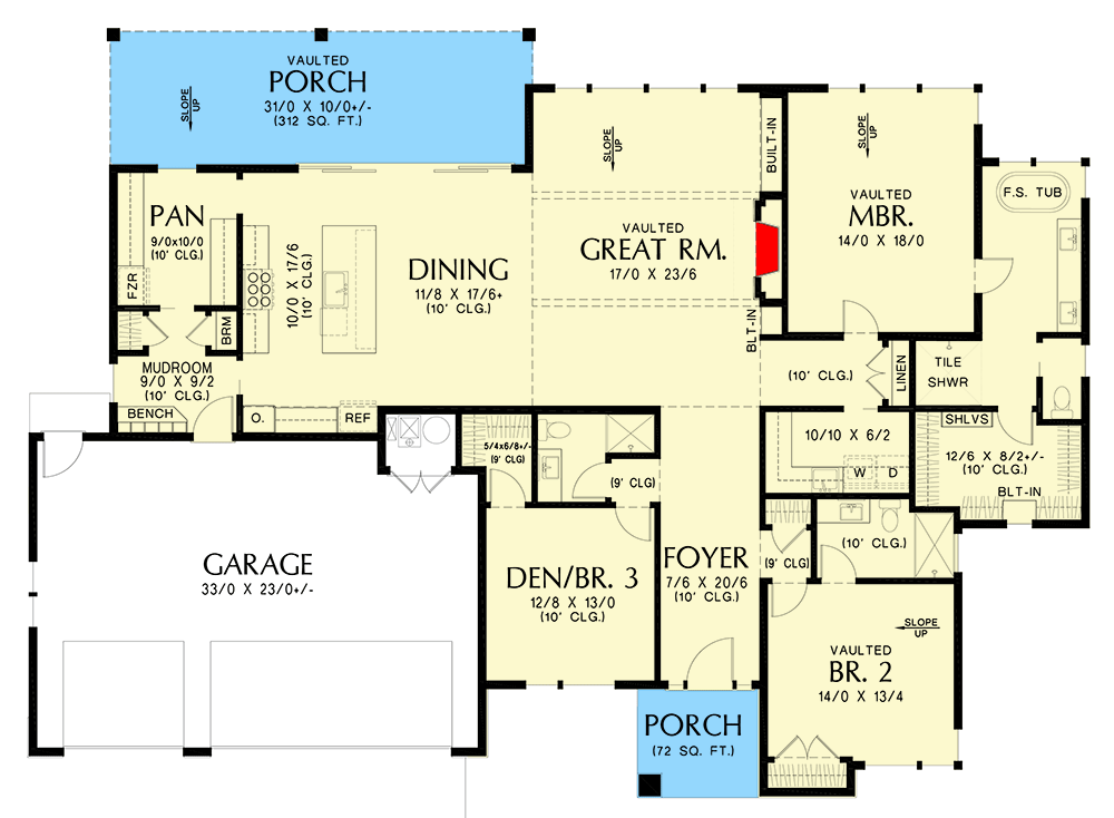 Plan 69820AM: 2,554 Square Foot Modern Northwest Home Plan with 2 or 3 Beds - Floor Plan - Main Level - Contemporary, Modern, Northwest