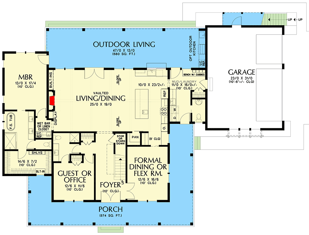 Plan 69822AM: 2-Story Modern Farmhouse 3-Bedroom with Optional ADU Under 3000 Square Feet - Floor Plan - Main Level - Country, Farmhouse, Modern Farmhouse, New American