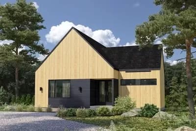 1-Story Scandinavian-Style Home Plan with Open Concept Living Space