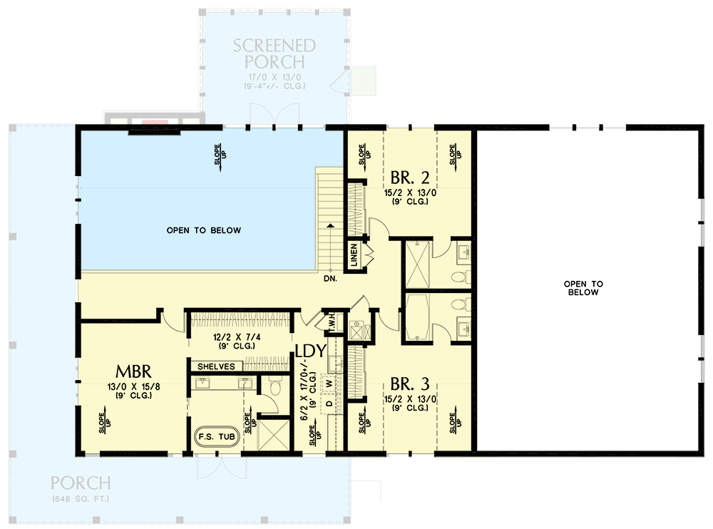 Plan 69823AM: 2700 Sq Ft Barndominium-Style Home Plan with Wrap Around Porch and RV Garage - Floor Plan - 2nd Floor - Barndominium, Country, Craftsman, New American