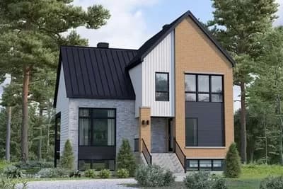Narrow Modern Two Story House Plan Under 1400 Square Feet