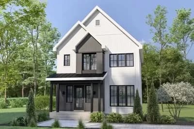 1300 Square Foot New American House Plan with 3 Upstairs Bedrooms