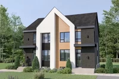 Modern Euro-Style Duplex House Plan with Identical 1,432 Sq Ft 3-Bed Units
