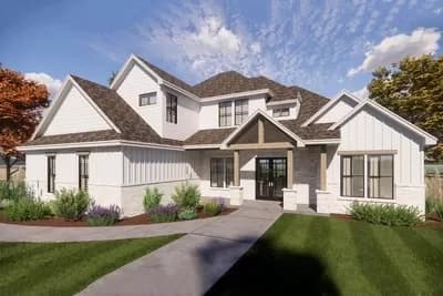 2-Story New American House Plan with 3 or 4 Beds