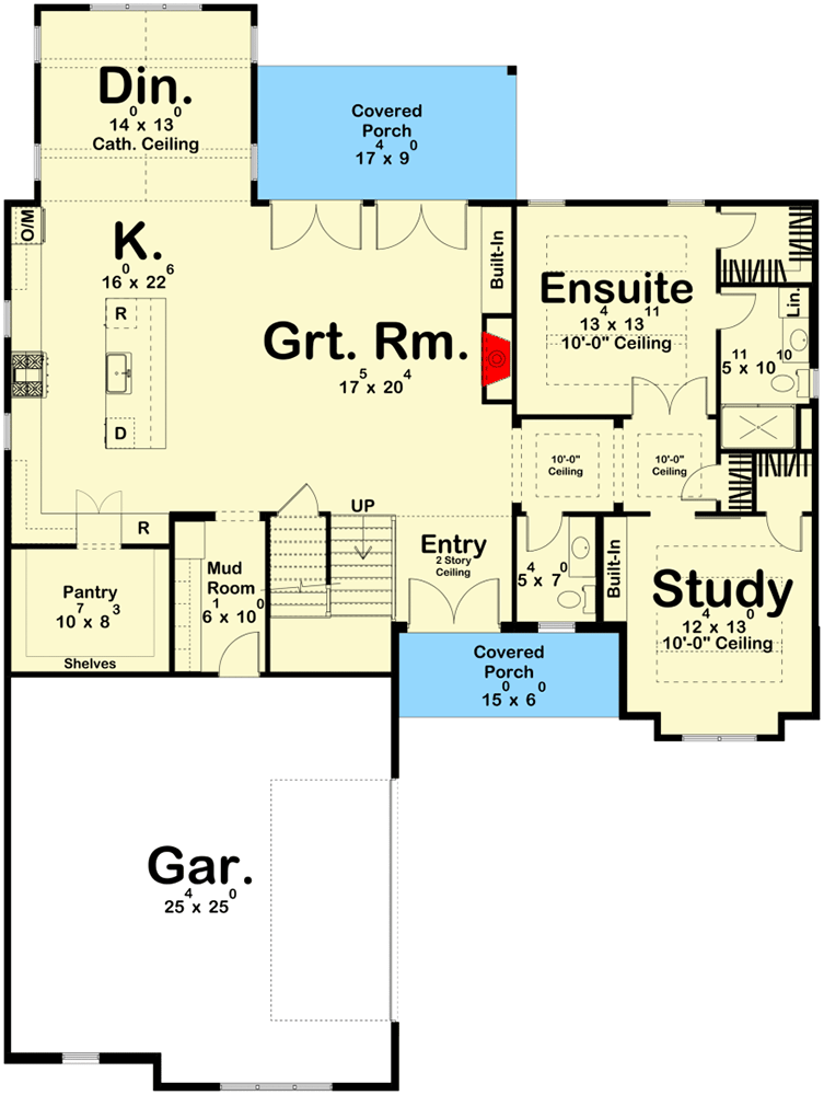 Plan 623286DJ: 2-Story Transitional Home Plan with Large Media Room Above - Floor Plan - Main Level - Northwest, Transitional
