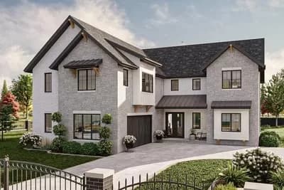 2-Story Transitional Home Plan with Large Media Room Above