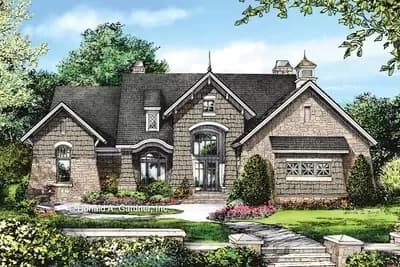 Rustic Home Plan with Vaulted Great Room Under 2900 Square Foot for a Rear Sloping Lot