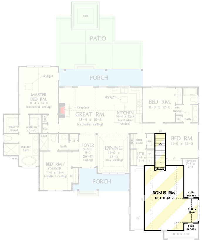 Plan 444410GDN: 2000 Square Foot New American Home Plan with Flex Room and Optional Bonus Expansion - Floor Plan - 2nd Floor - Country, Craftsman, Mountain, New American, Traditional