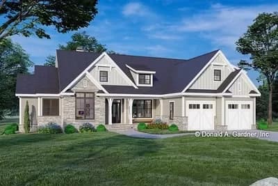 2000 Square Foot New American Home Plan with Flex Room and Optional Bonus Expansion