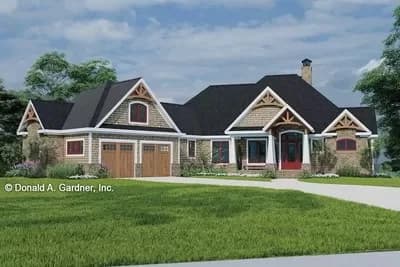 3600 Square Foot Hillside Craftsman Home Plan with Walkout Basement and Bonus Room