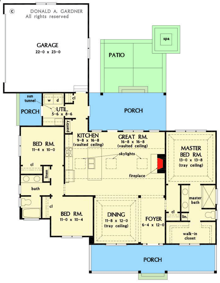 Plan 444414GDN: 1-Story Modern Farmhouse Under 1700 Square Feet with 2 or 3 Beds - Floor Plan - Main Level - Country, Farmhouse, Modern Farmhouse, New American, Southern