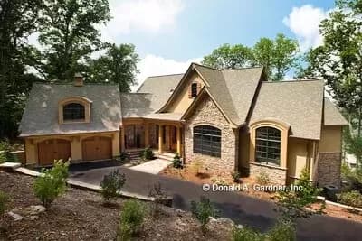 Super-Size Cottage Home Plan with Vaulted Ceilings and an Angled 2-Car Garage