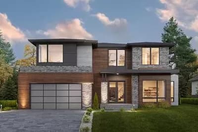 5-Bed Contemporary House Plan with 2-Story Foyer and Upper Level Bedrooms