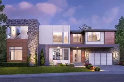 6100 Square Foot Modern House Plan with Home Office and Flex Room and Rooftop Deck