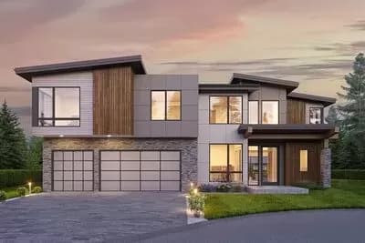 5-Bed Contemporary House Plan with Two-Story Great Room and Rooftop Deck