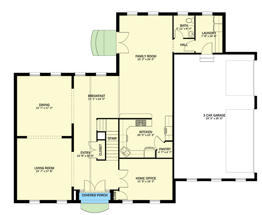 Plan 61303UT: 4000 Square Foot Traditional House Plan with 4 Upstairs Bedrooms - Floor Plan - Main Level - Colonial, Traditional