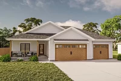 One-Story Contemporary Farmhouse Plan Under 1750 Square Feet with 3 Bedrooms
