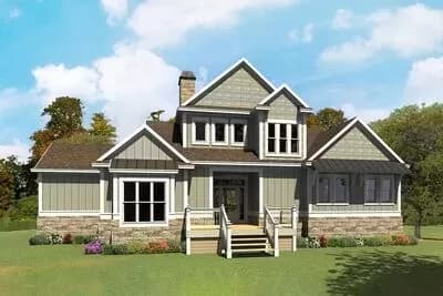 3-Bed Traditional Farmhouse with Home Office and Outdoor Fireplace