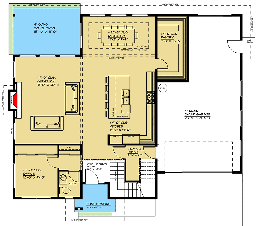 Plan 666235RAF: 3200 Square Foot Modern House Plan with 4 Upstairs Bedrooms Plus Bonus - Floor Plan - Main Level - Contemporary, Modern, Northwest