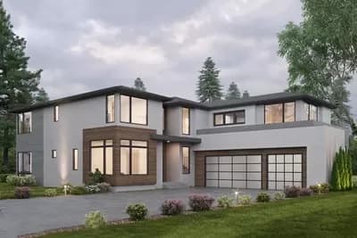 4400 Square Foot Modern Home Plan with Upstairs Party Room with Deck